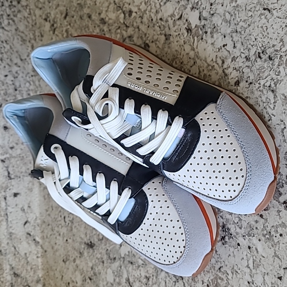Michael Kors Leather Colorblock Pattern Chunky Sneakers